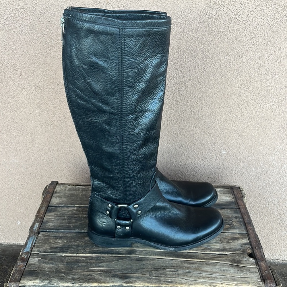 Frye Phillip Harness Tall Black Boot